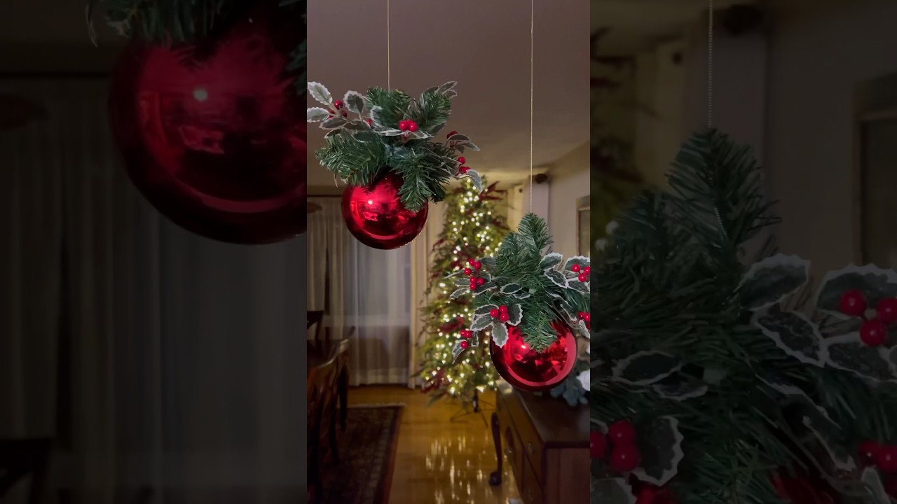 Take your holiday decor to the next level with this easy, hanging ornament hack! 🎄#diy #shorts