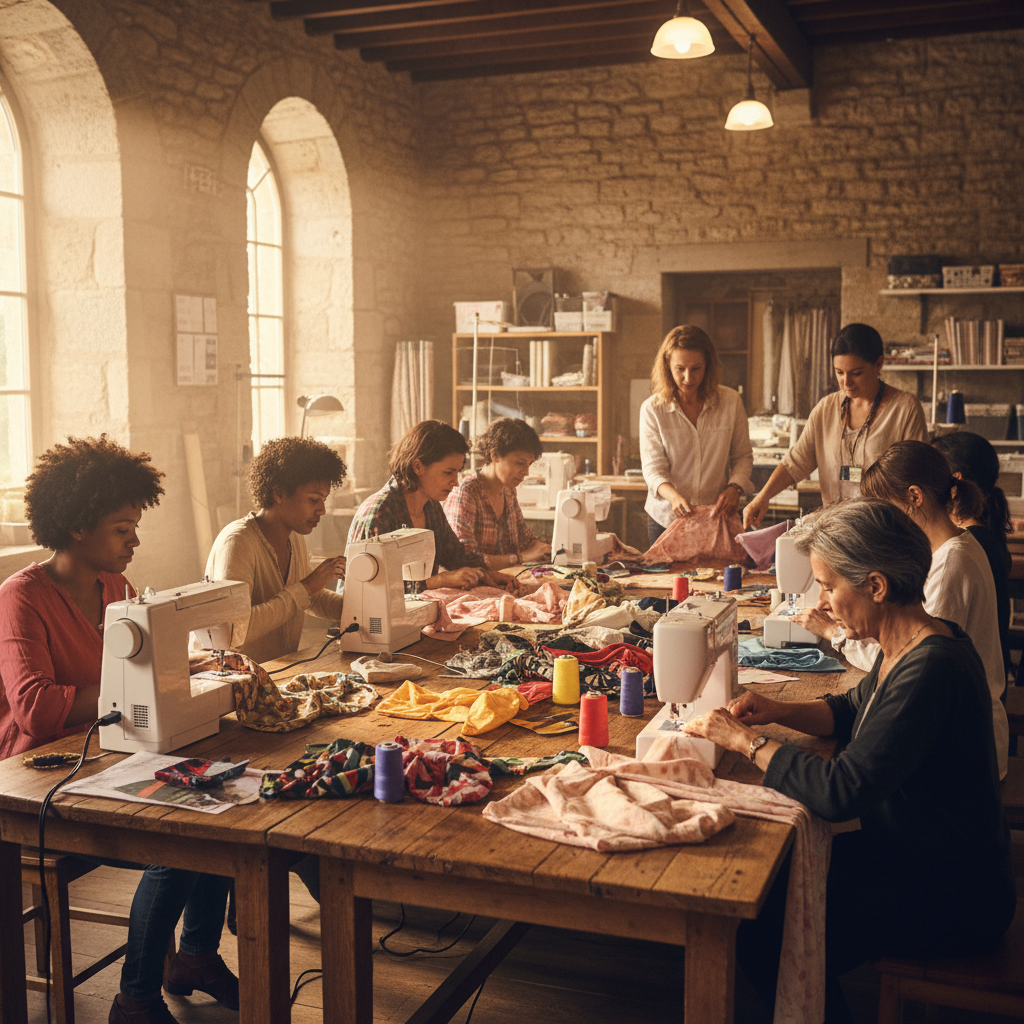 participez aux ateliers repair couture au kikafékoi de langueux et apprenez l’art de la couture et de l’upcycling pour donner une seconde vie à vos vêtements.