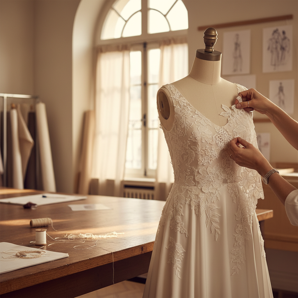 découvrez l'art raffiné de la dentelle à l’aiguille, une technique délicate qui sublime chaque robe de mariage en apportant élégance et finesse.
