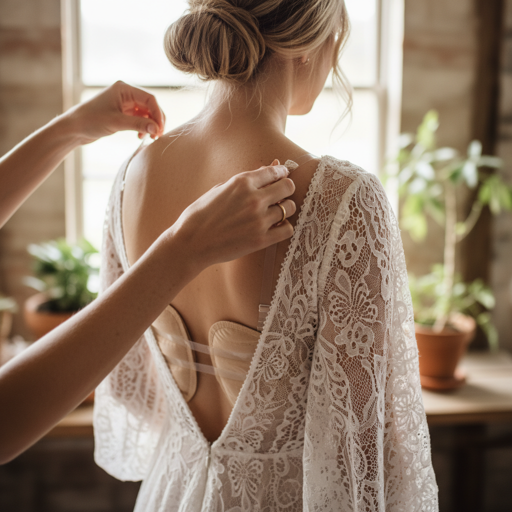 découvrez nos conseils pour choisir la lingerie de mariée parfaite en fonction de la coupe de votre robe, alliant confort et élégance le jour j.