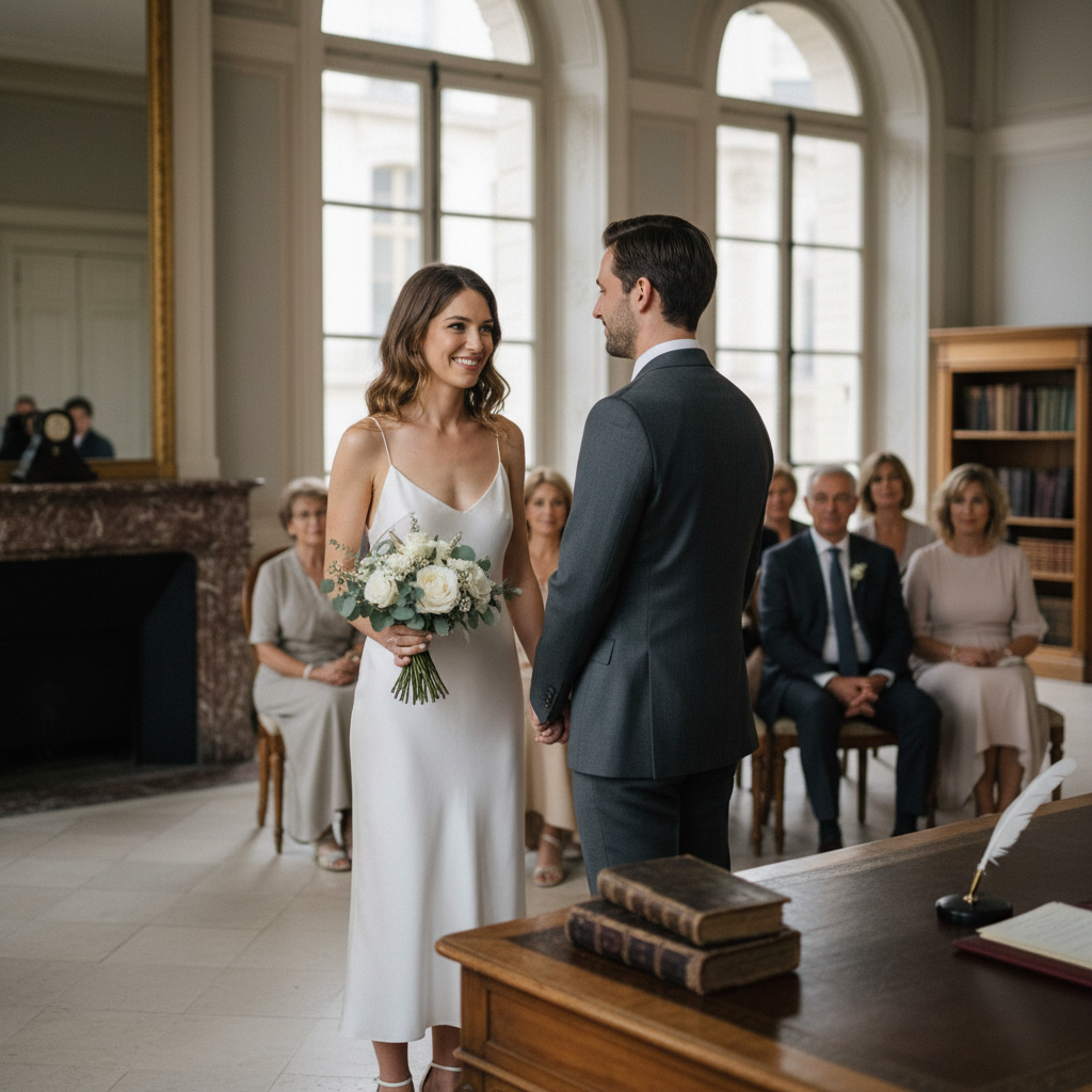 découvrez notre sélection de robes blanches pour mariage civil 2025, alliant élégance discrète et modernité pour un jour inoubliable.