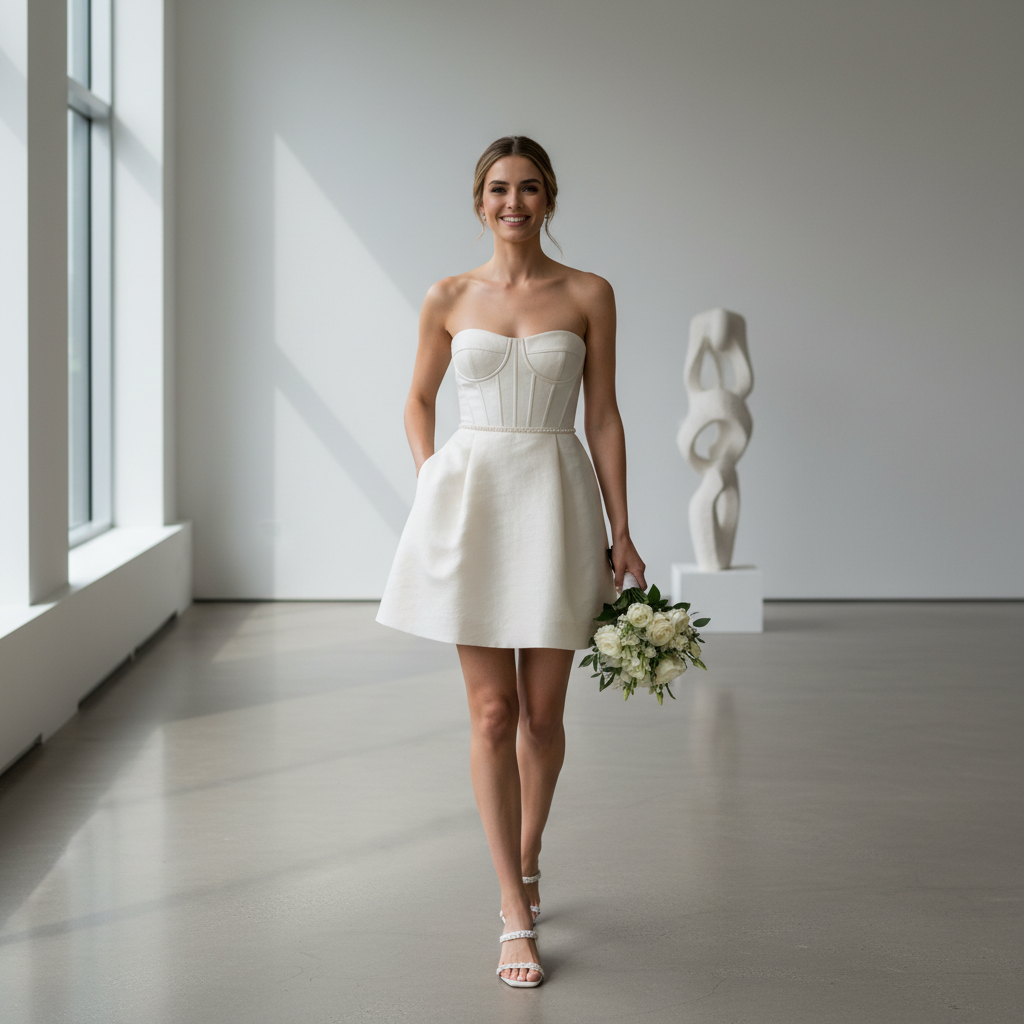 découvrez la robe de mariée courte bustier, parfaite alliance entre élégance moderne et confort absolu, pour un jour inoubliable avec style et liberté de mouvement.