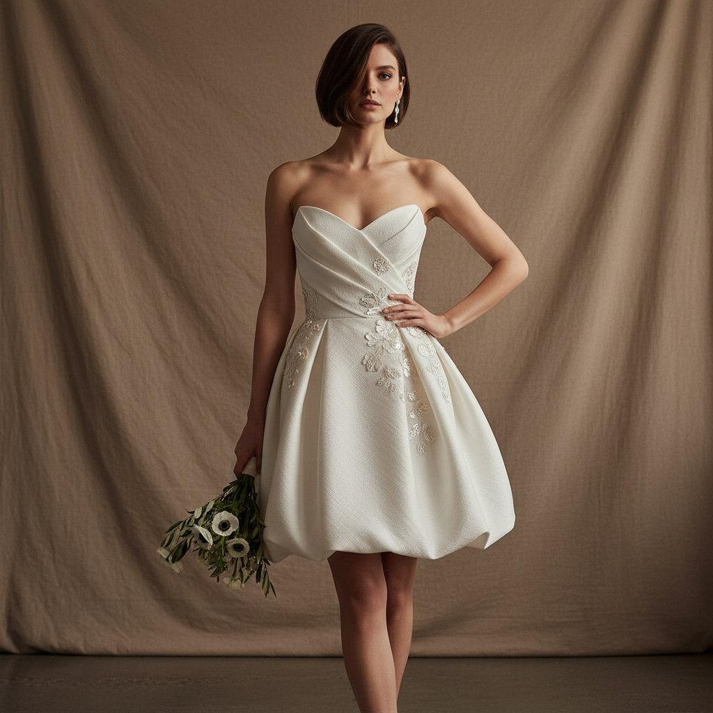 découvrez la robe de mariée courte bustier, alliant élégance moderne et confort absolu pour un jour unique et inoubliable.