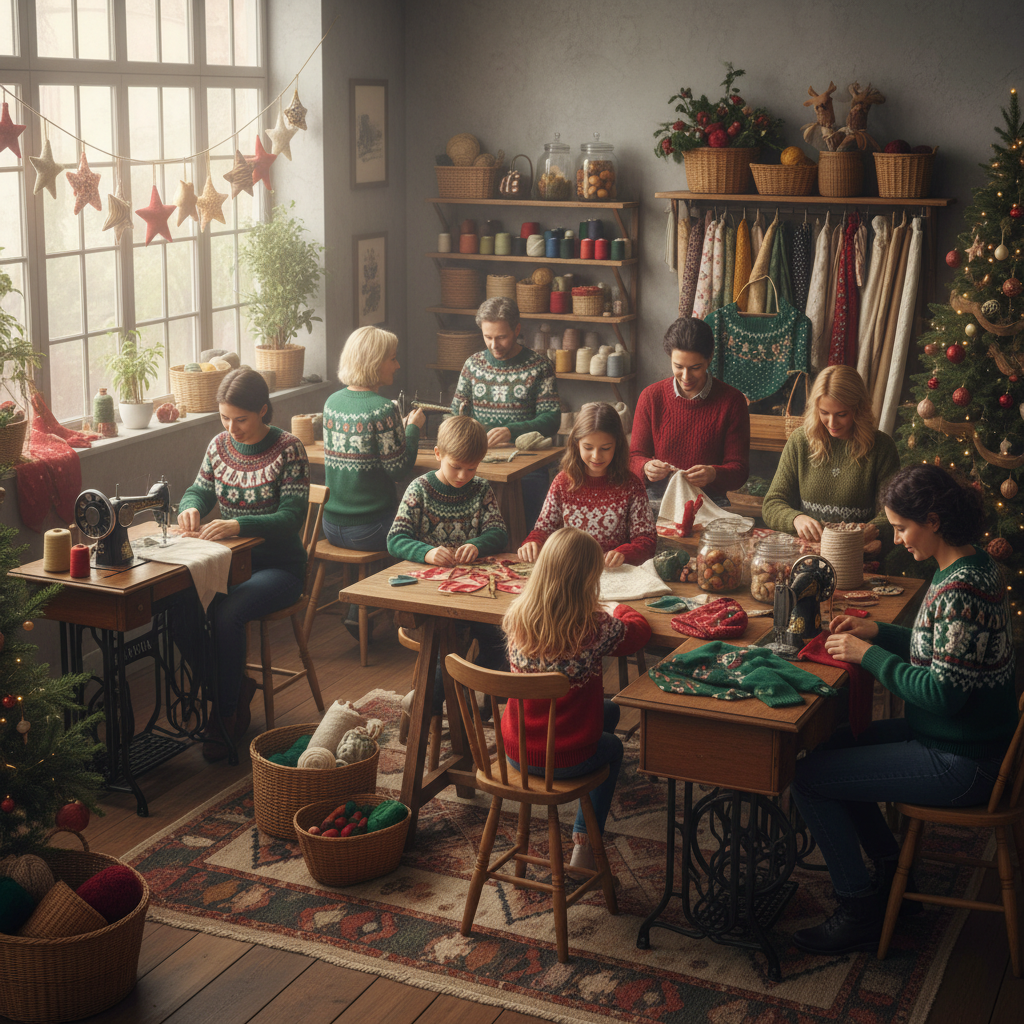 participez aux ateliers couture festifs à l’aigle et créez vos propres pulls, boules et chaussettes décoratives pour un noël unique et chaleureux.