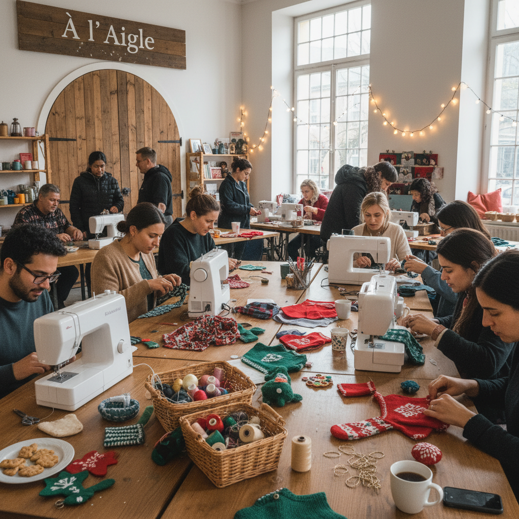 participez à nos ateliers couture festifs à l’aigle pour créer vos propres pulls, boules et chaussettes décoratives de noël, dans une ambiance conviviale et créative.