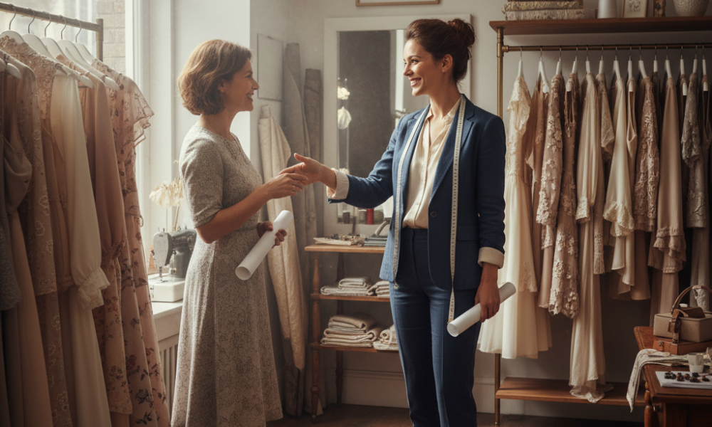 après vingt ans d'expérience en entreprise, elle réalise son rêve en ouvrant sa propre boutique de couture, alliant passion et savoir-faire pour créer des pièces uniques.