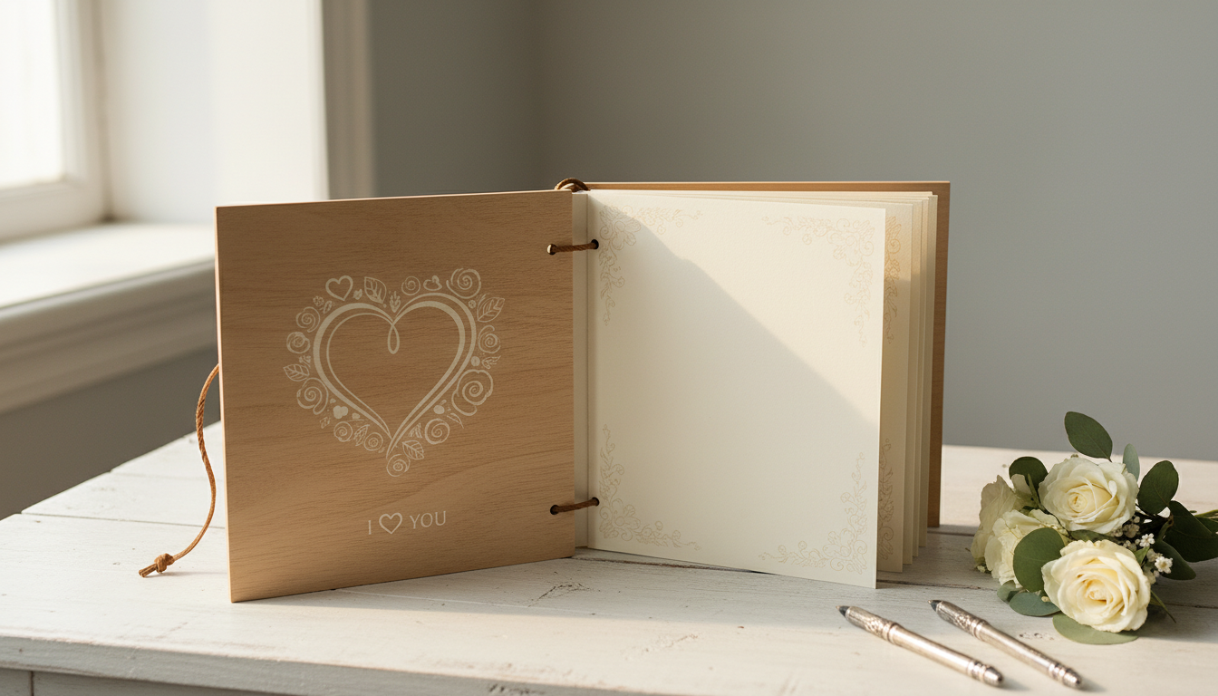 créez des souvenirs uniques avec notre livre d'or de mariage diy en bois zeeyuan. album photo de 80 pages personnalisables au design 'je t'aime' parfait pour immortaliser vos moments inoubliables.