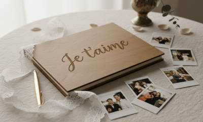 découvrez le livre d'or de mariage diy zeeyuan, un album photo en bois de 80 pages personnalisables avec un design "je t'aime" unique, parfait pour immortaliser vos souvenirs inoubliables.