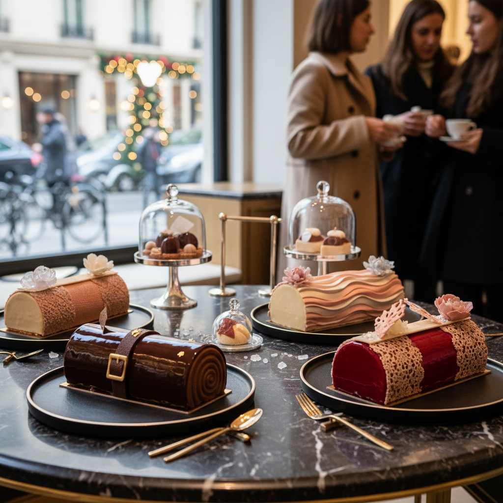 découvrez noël 2025 à paris à travers les bûches d'exception, une fusion unique entre haute couture et pâtisserie de luxe pour des fêtes inoubliables.