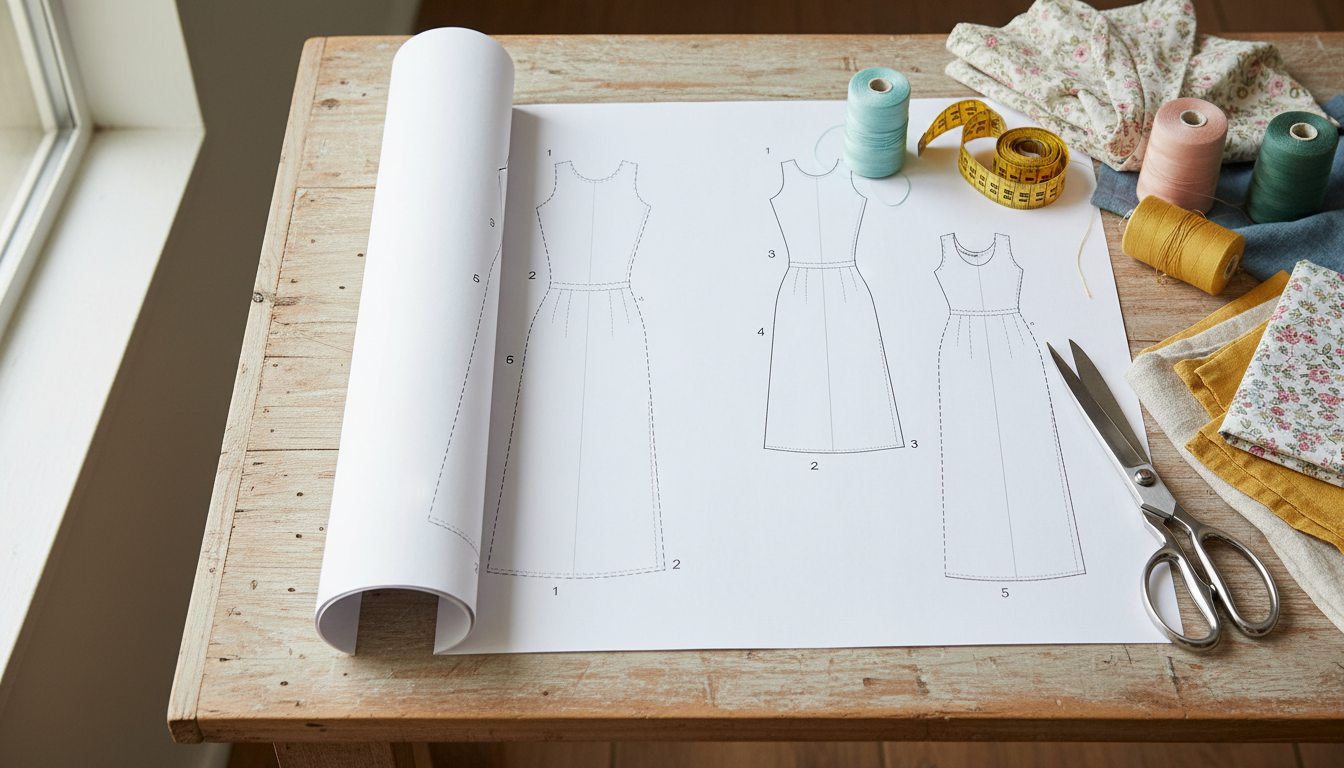 téléchargez gratuitement votre patron de robe à imprimer avec notre guide facile, spécialement conçu pour les couturières débutantes. réalisez votre première robe en toute simplicité !