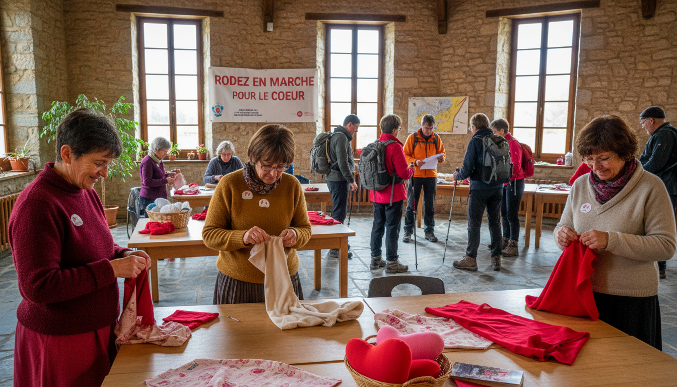 à rodez, les passionnés de couture et de randonnée s'unissent pour soutenir le téléthon, alliant créativité et solidarité dans un élan de générosité.