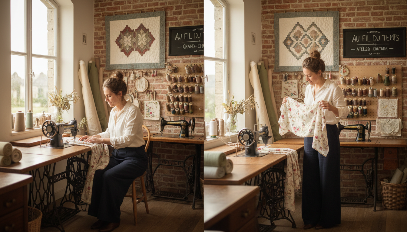 découvrez « au fil du temps », l'atelier de couture d'élodie thevenet à grand-champ, un lieu unique dédié à la passion et à l'art du textile.