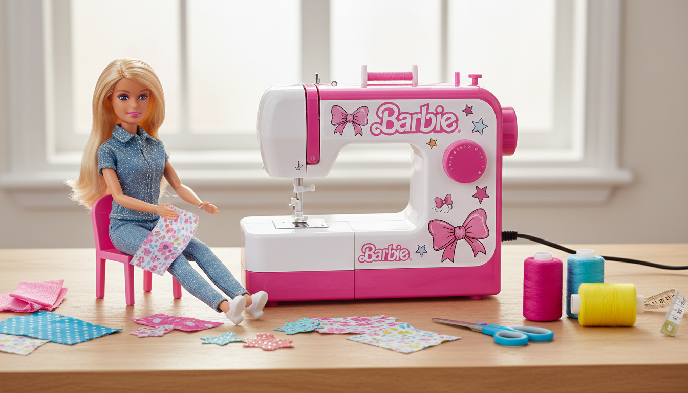 découvrez l'ensemble machine à coudre barbie pas cher avec poupée, modèle r660, disponible chez toy world sa. parfait pour les petites créatives, à retrouver sur facebook !